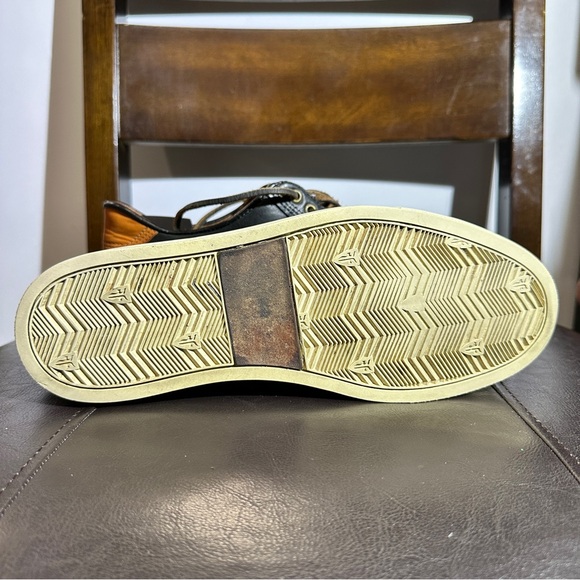 Frye Sneakers Black Brown Leather Men's sz 7.5 Low Tops casual Lace Up USA made - Picture 8 of 12